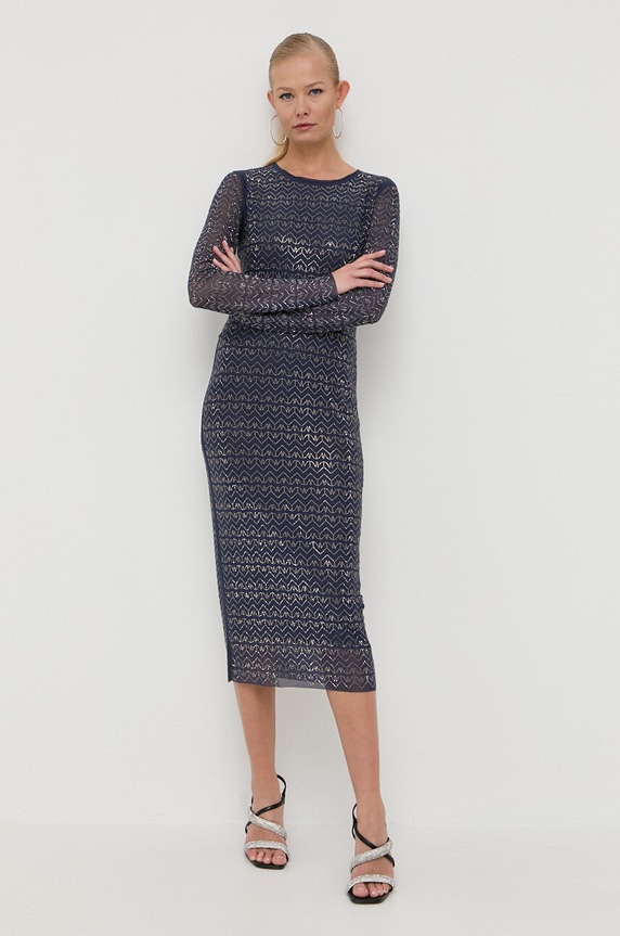 Patrizia Pepe sukienka tkanina granatowy 1A2230.J166