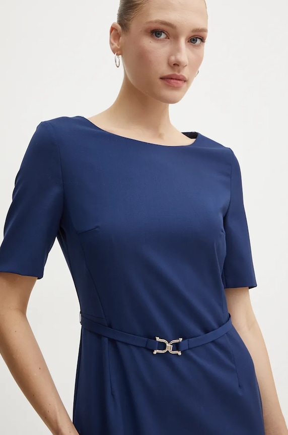 BOSS rochie din lana albastru 50490041