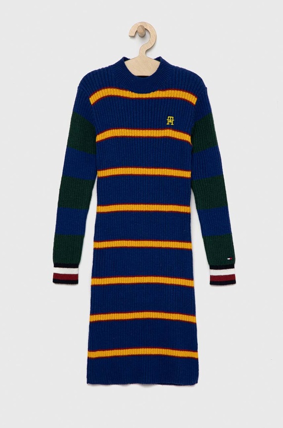 Dětské šaty Tommy Hilfiger midi námořnická modř KG0KG07115.PPYX