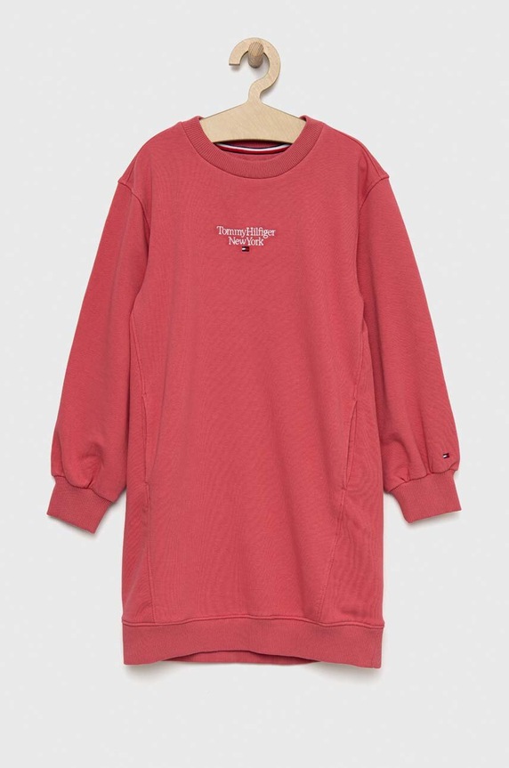 Tommy Hilfiger sukienka dziecięca aplikacja różowy KG0KG07007.PPYX