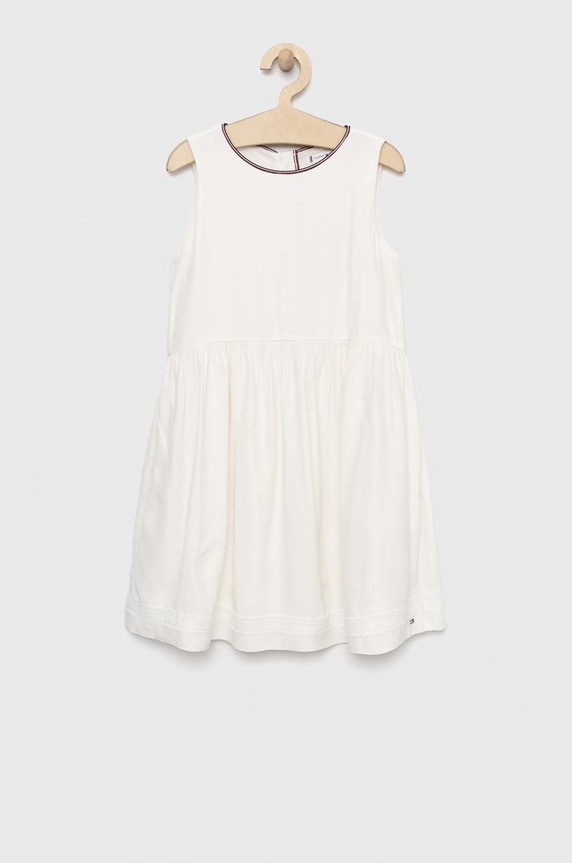 Otroška obleka Tommy Hilfiger Okrogel bela KG0KG07020.PPYX