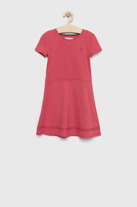 Tommy Hilfiger sukienka dziecięca rozkloszowany różowy KG0KG07022.PPYX