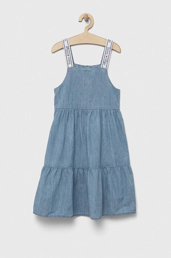 Tommy Hilfiger sukienka jeansowa dziecięca rozkloszowany niebieski KG0KG07172.PPYX