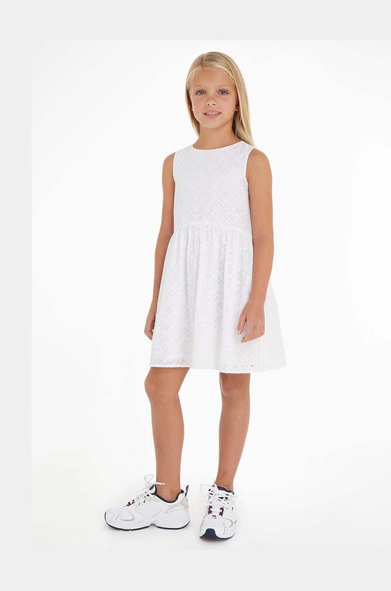 Tommy Hilfiger sukienka dziecięca rozkloszowany biały KG0KG07175.PPYX