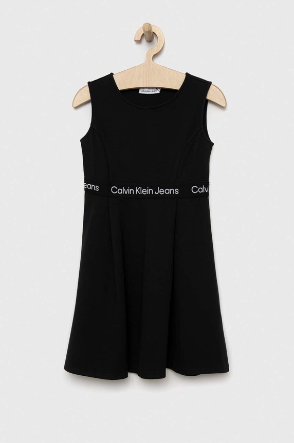 Calvin Klein Jeans sukienka dziecięca z elastanem czarny IG0IG01960.PPYX