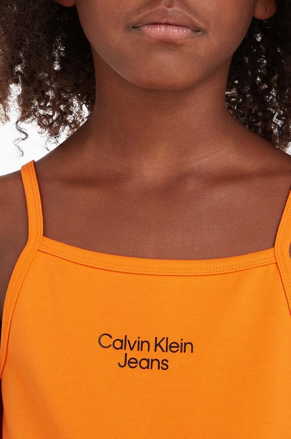 Calvin Klein Jeans sukienka dziecięca IG0IG01963.PPYX pomarańczowy