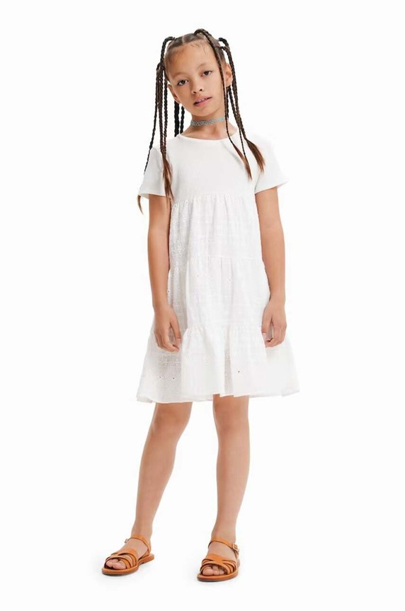 Desigual vestito bambina midi bianco 23SGVW06