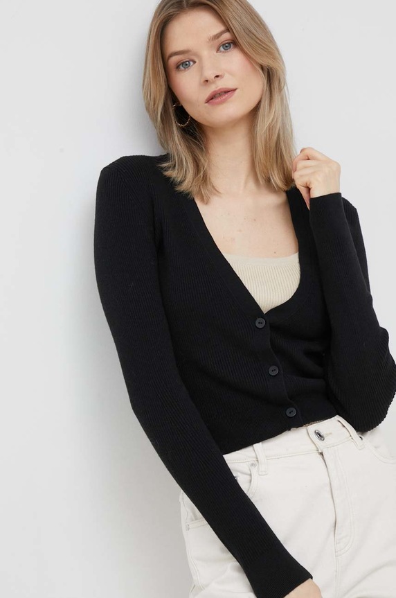Calvin Klein kardigan z domieszką wełny czarny K20K205446.PPYX