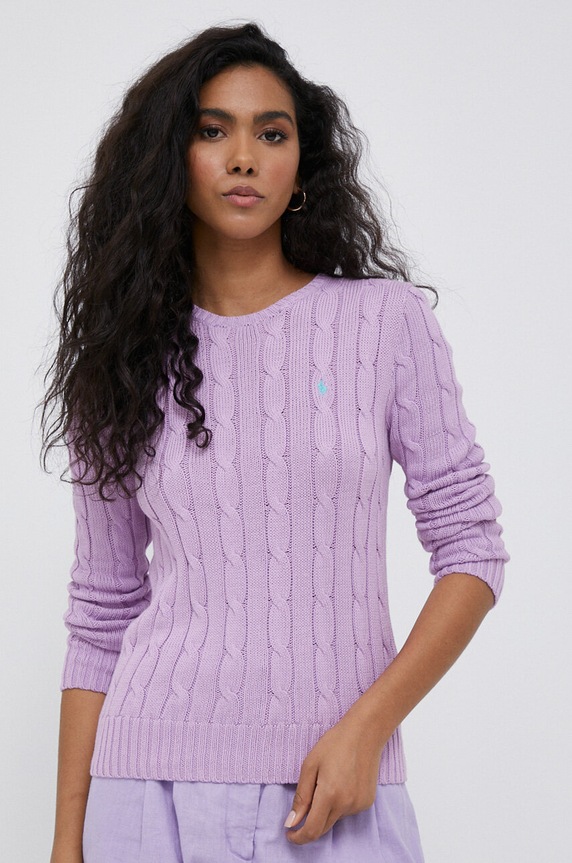 Polo Ralph Lauren sweter bawełniany fioletowy 211891640