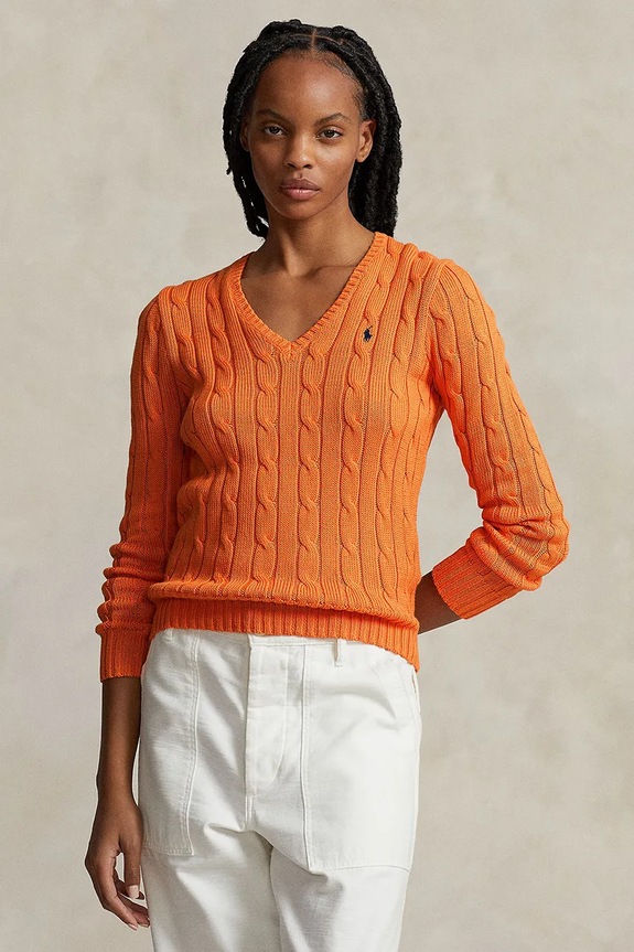 Βαμβακερό πουλόβερ Polo Ralph Lauren βαμβάκι πορτοκαλί 211891641