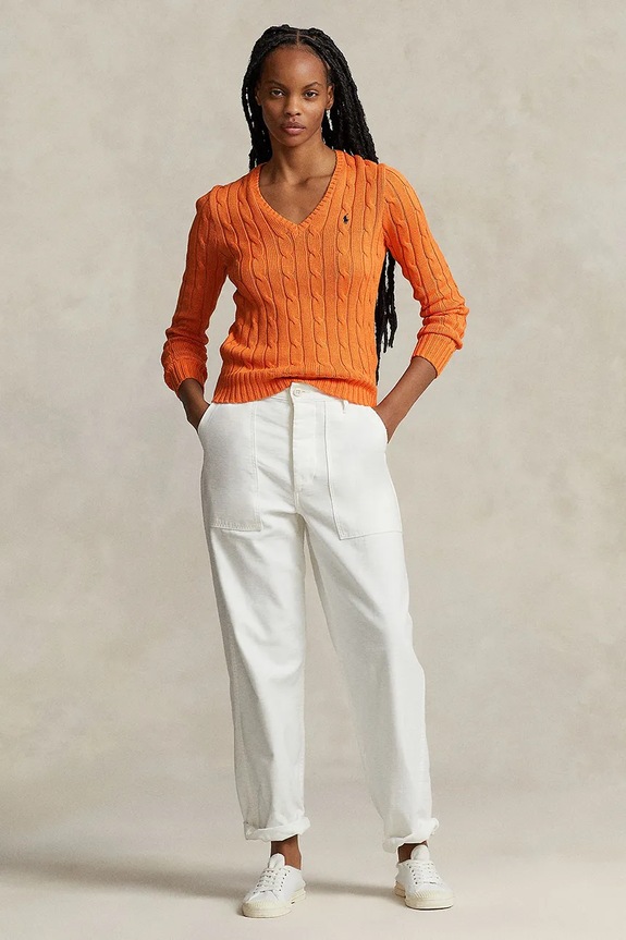 Ρούχα Βαμβακερό πουλόβερ Polo Ralph Lauren 211891641 πορτοκαλί