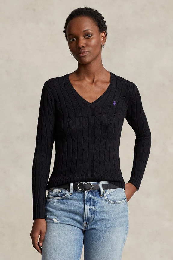 Βαμβακερό πουλόβερ Polo Ralph Lauren βαμβάκι μαύρο 211891641