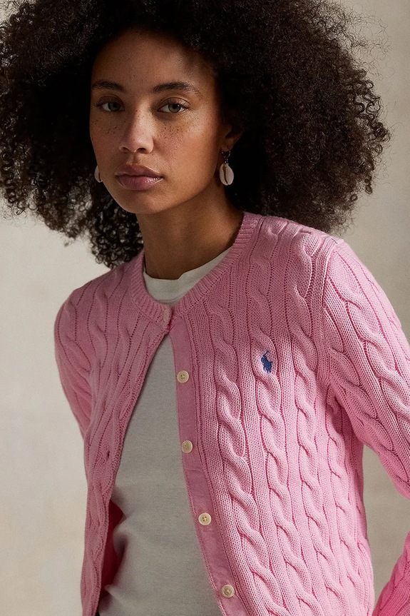 Polo Ralph Lauren pamut kardigán rózsaszín 211891643