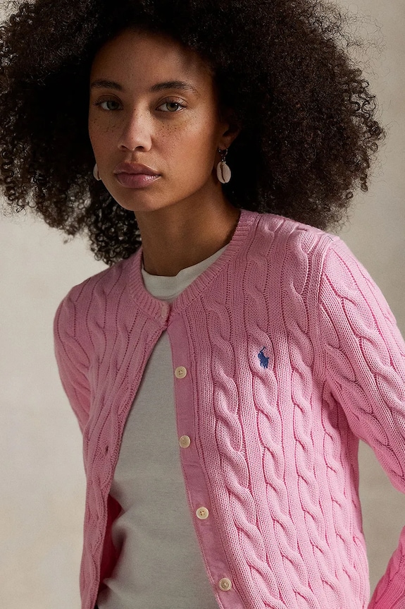Polo Ralph Lauren pamut kardigán rózsaszín 211891643