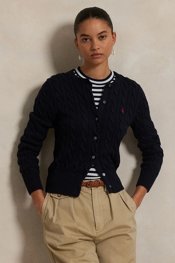 Памучна жилетка Polo Ralph Lauren памук тъмносин 211891643