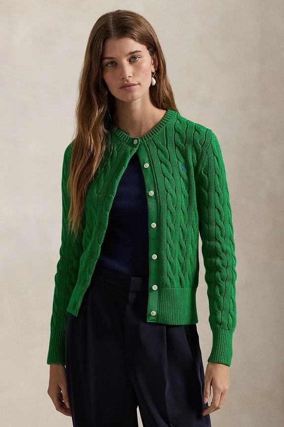 Памучна жилетка Polo Ralph Lauren памук зелен 211891643