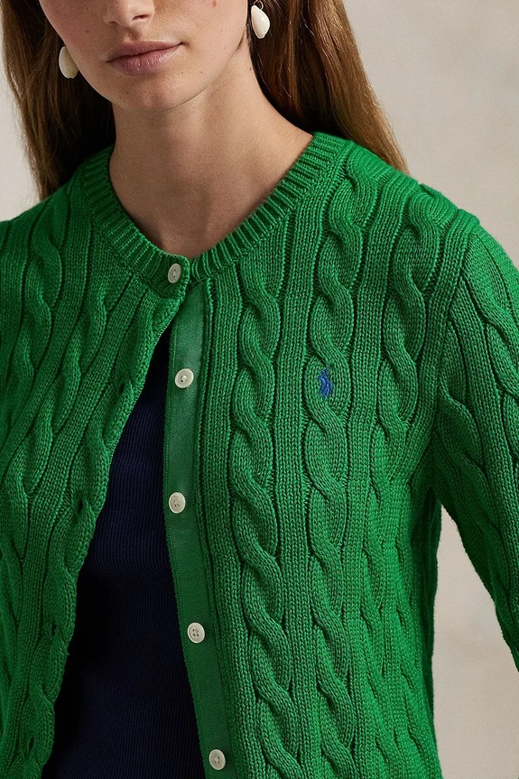 Памучна жилетка Polo Ralph Lauren зелен 211891643