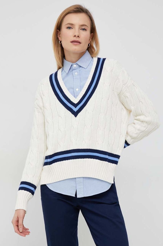 Pamučni pulover Polo Ralph Lauren bež 211891676