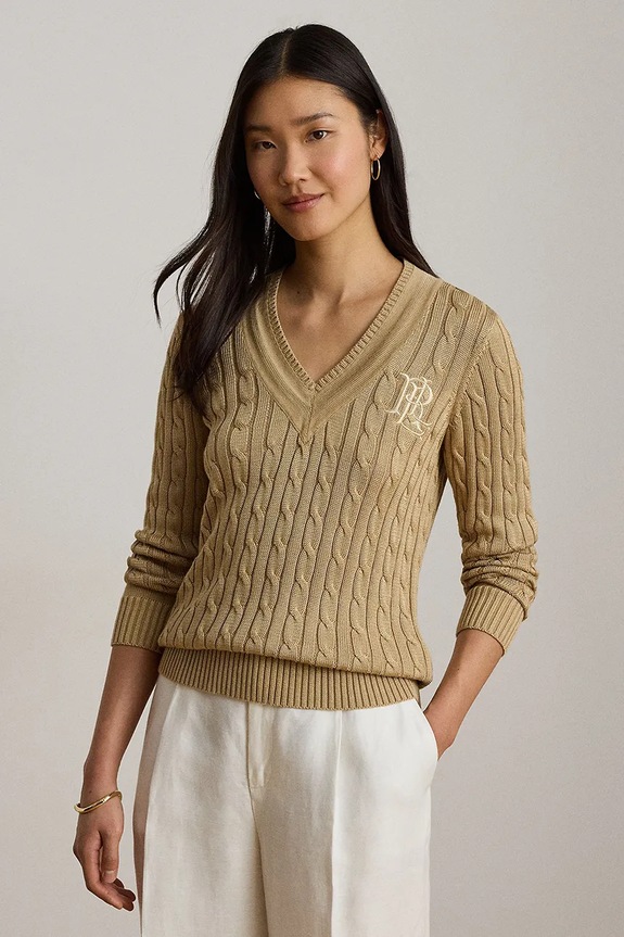 Lauren Ralph Lauren sveter dámsky s bavlnou béžová 200888795