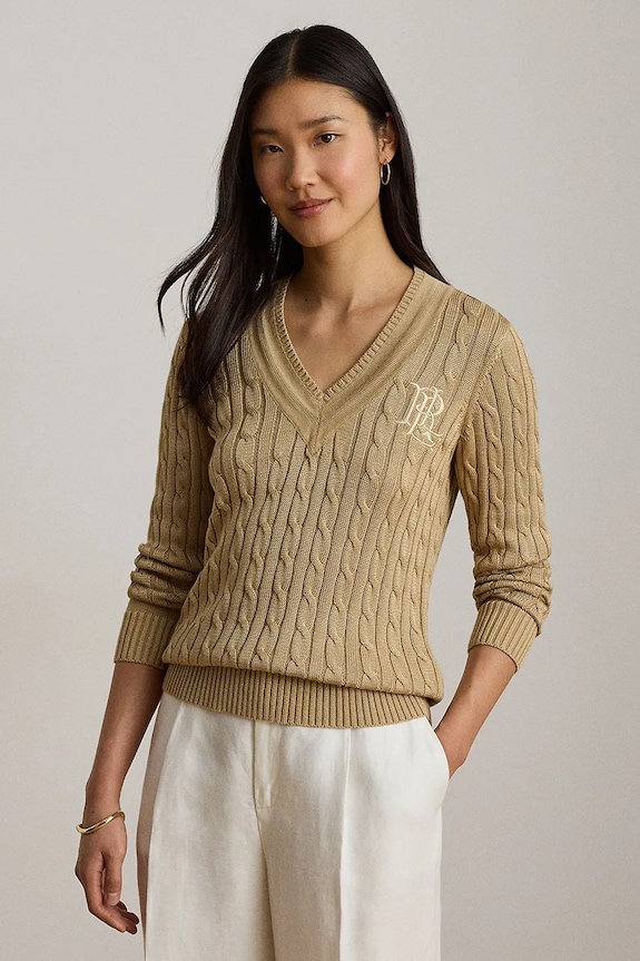 Lauren Ralph Lauren sveter dámsky s bavlnou béžová 200888795