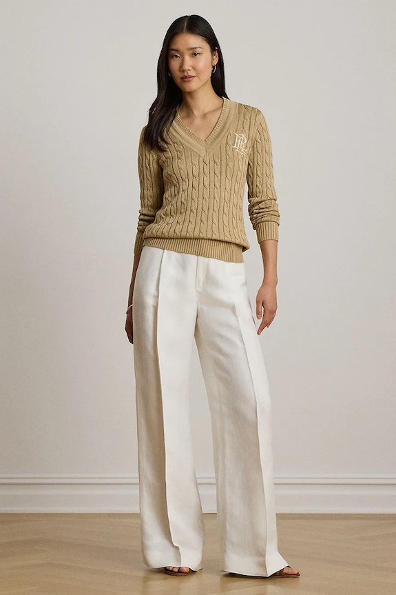 Lauren Ralph Lauren sveter dámsky s bavlnou 200888795 béžová