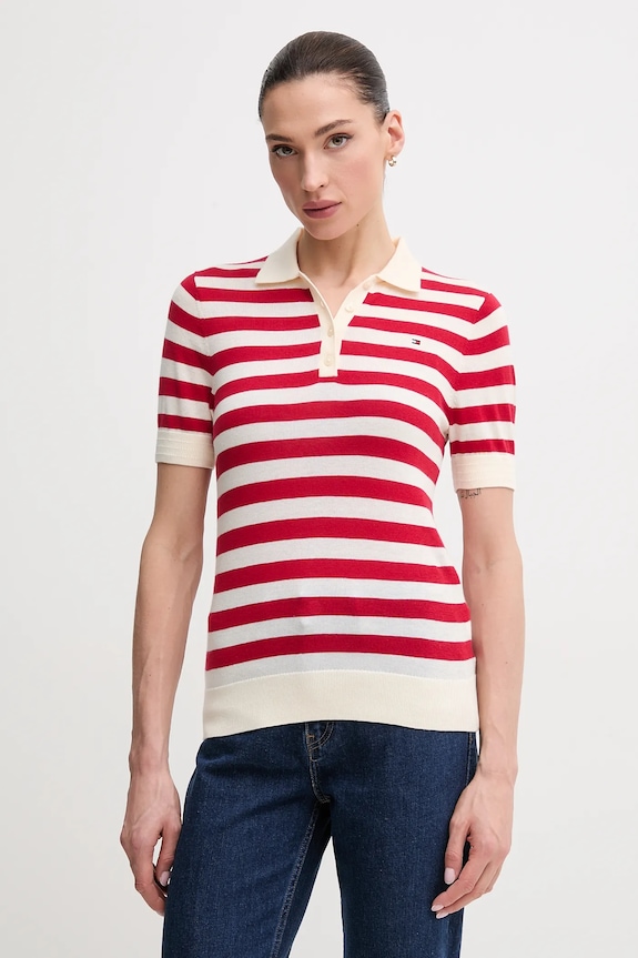 Tommy Hilfiger poló elasztánnal piros WW0WW37937.PPYX