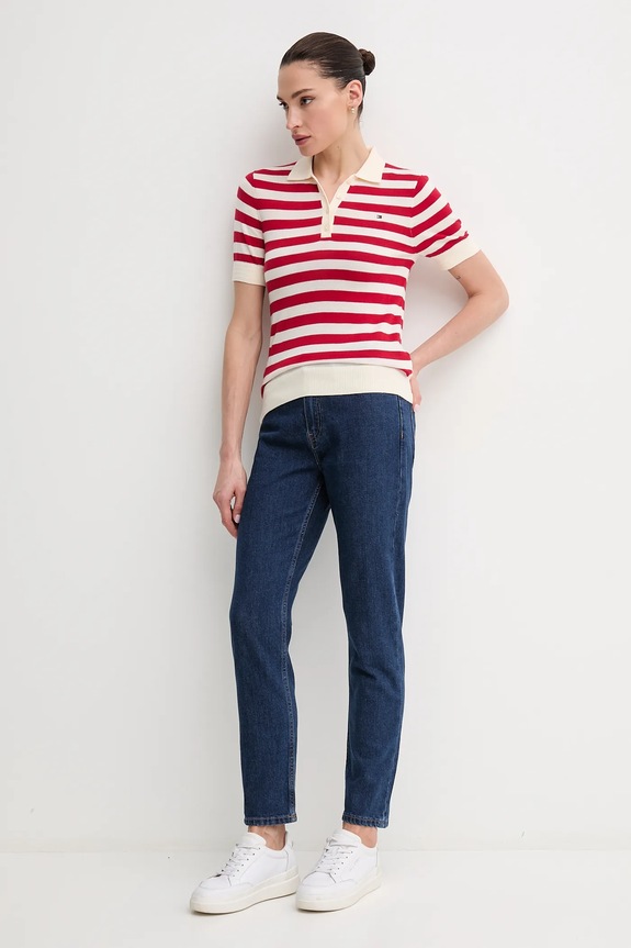 Tommy Hilfiger poló WW0WW37937.PPYX piros SS25