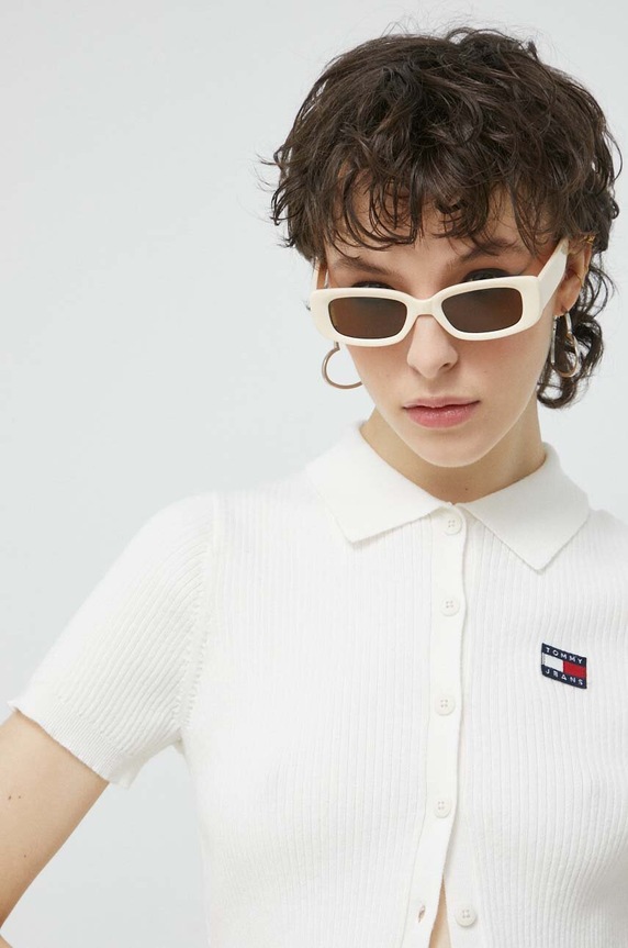 Tommy Jeans kardigan beżowy DW0DW15395.PPYX