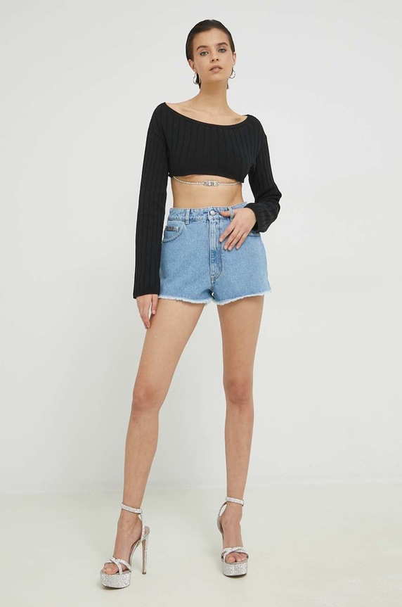 GCDS sweter SS23W380802 czarny SS23