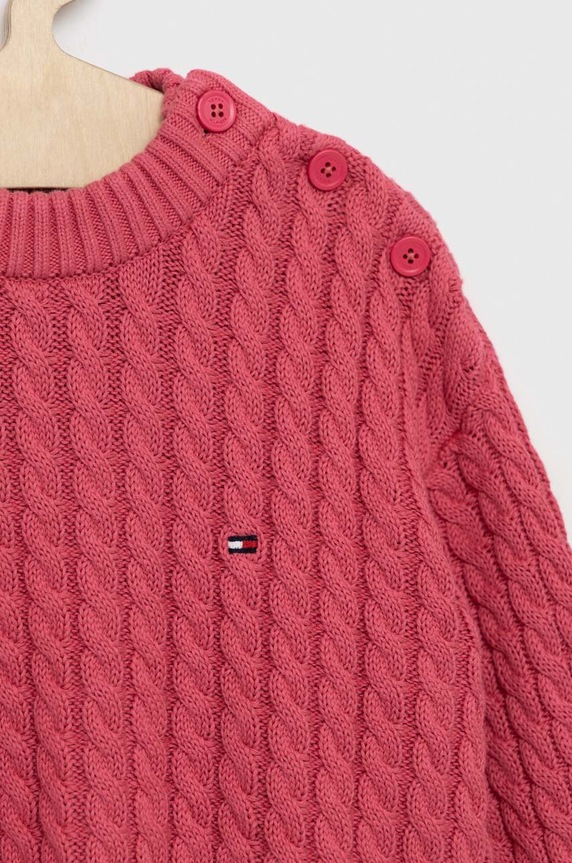 Dziewczynka Tommy Hilfiger sweter bawełniany dziecięcy KG0KG07106.PPYX różowy