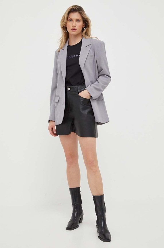 Custommade pantaloni scurti de piele Nava 999418711 negru SS23