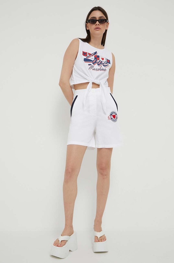 Love Moschino pantaloni scurti din bumbac bumbac alb W.O.193.80.T.497A