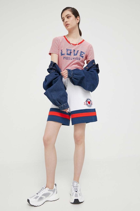 Pamučne kratke hlače Love Moschino W.1.635.80.M.4417 bijela SS23