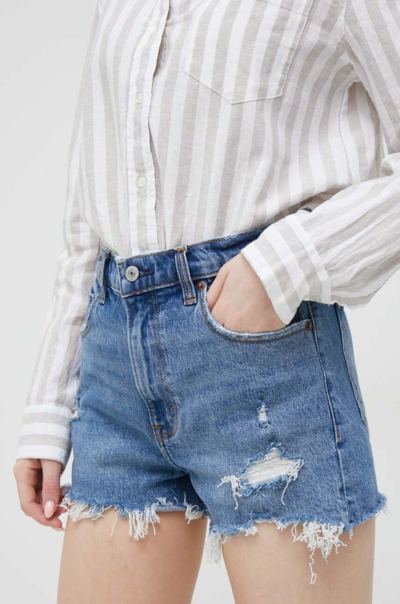Abercrombie & Fitch szorty jeansowe high granatowy KI149.3037.279