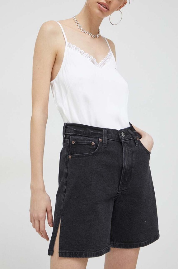 Rifľové krátke nohavice Abercrombie & Fitch rifľovina čierna KI149.3169.975