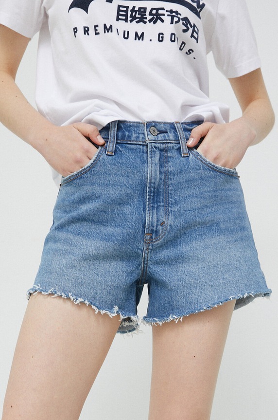 Τζιν σορτς Abercrombie & Fitch με ελαστάν σκούρο μπλε KI149.3173.279