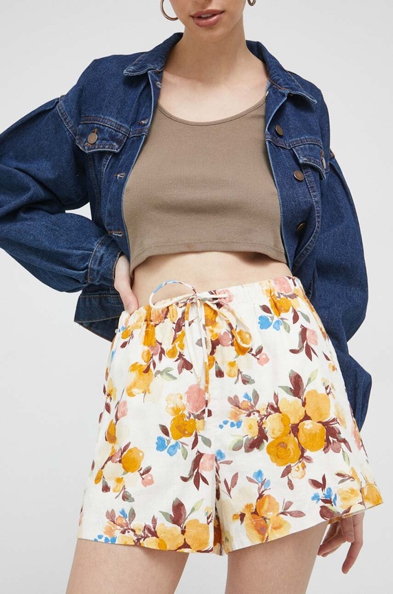 Abercrombie & Fitch szorty lniane pozostałe żółty KI149.3188.812