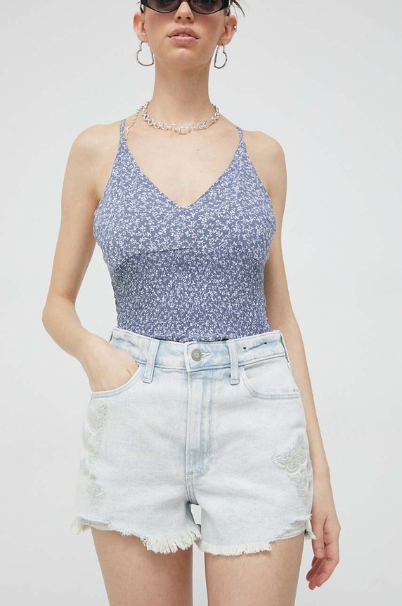 Hollister Co. szorty jeansowe pozostałe niebieski KI349.3209.280