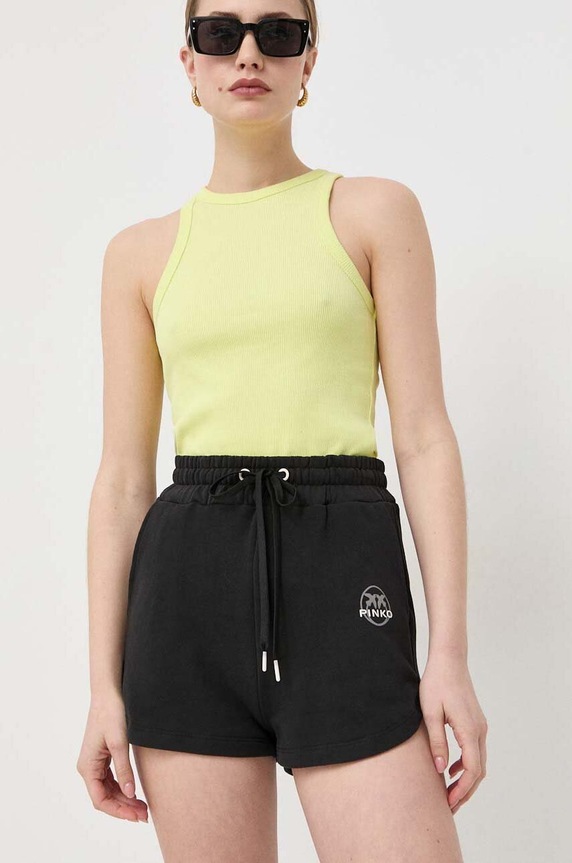 Pinko szorty bawełniane dzianina czarny 100689.A0KN