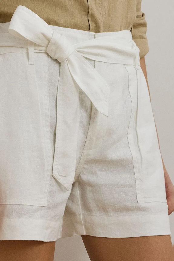 Lauren Ralph pantaloni scurți din in alb 200862093