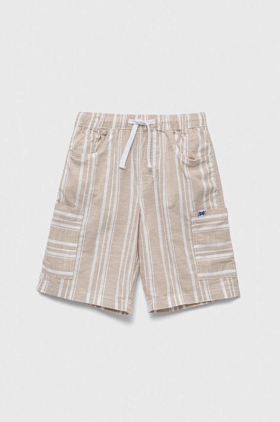 Дитячі бавовняні шорти United Colors of Benetton візерунок бежевий 4JKCC901U.G.SEASONAL