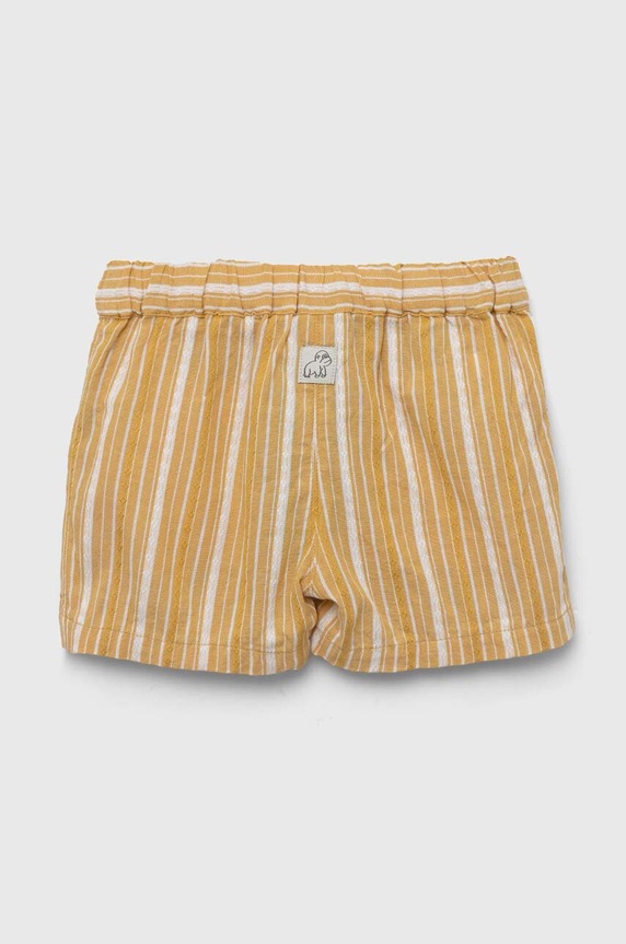 Bombažne kratke hlače za dojenčke United Colors of Benetton 48GDA900B.W.SEASONAL rumena SS23