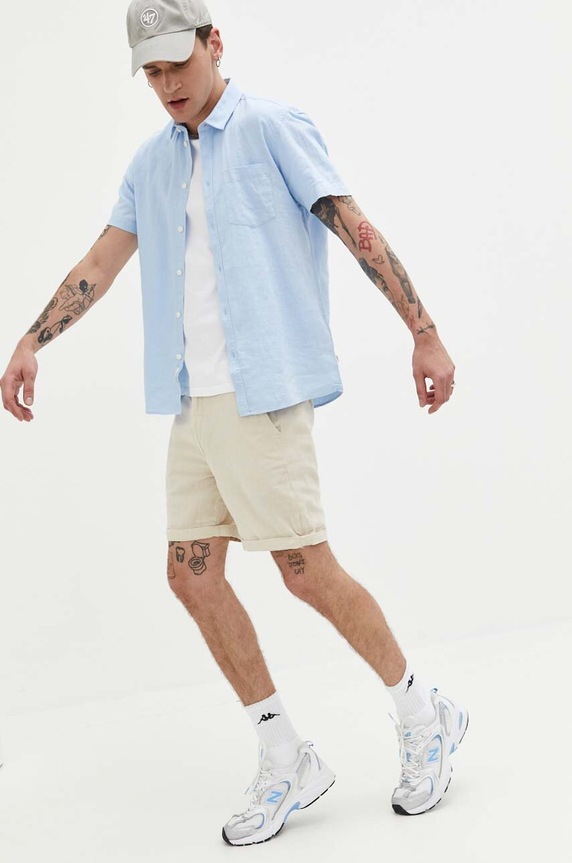 Solid pantaloni scurti din in 21106783.130401 bej ZS24