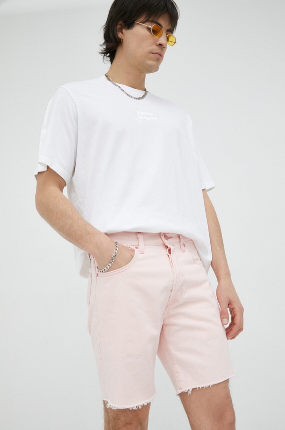 Levi's szorty jeansowe bawełna różowy 85221.0060