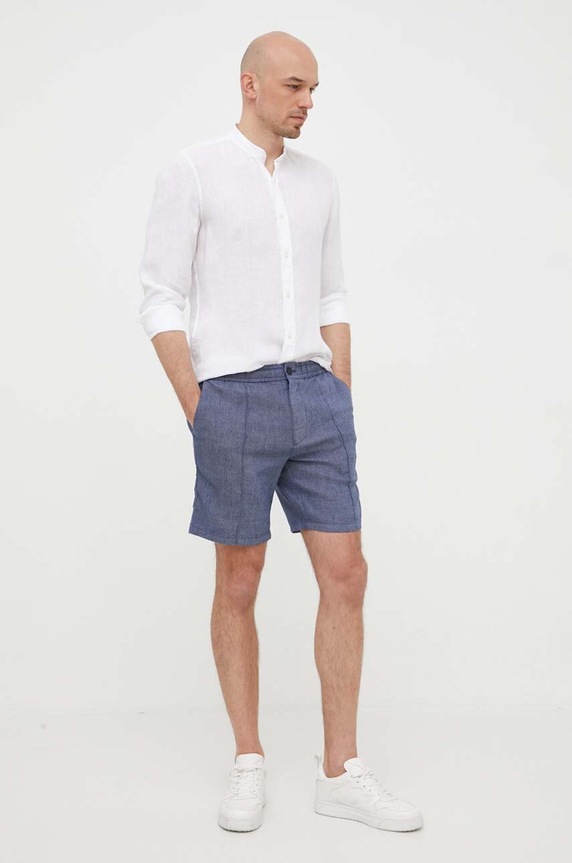 Michael Kors szorty lniane CS330271T2 granatowy SS23