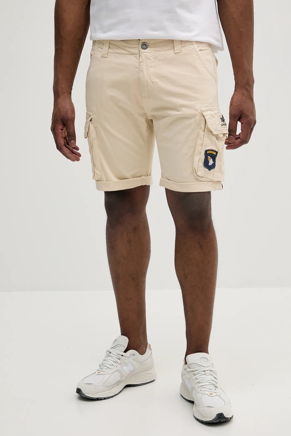 Alpha Industries férfi cargo rövidnadrág pamut elasztánnal bézs 186209