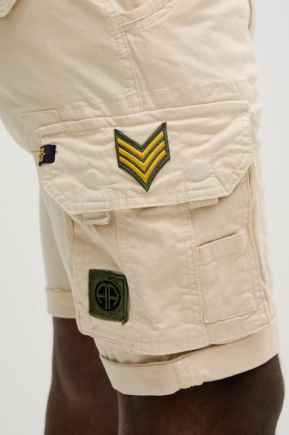 Alpha Industries férfi cargo rövidnadrág pamut elasztánnal bézs 186209