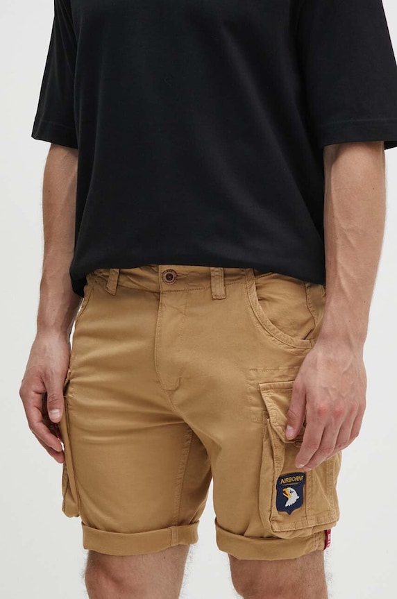 Alpha Industries pantaloni scurți cargo bărbătești din bumbac cu elastan panza bej 186209
