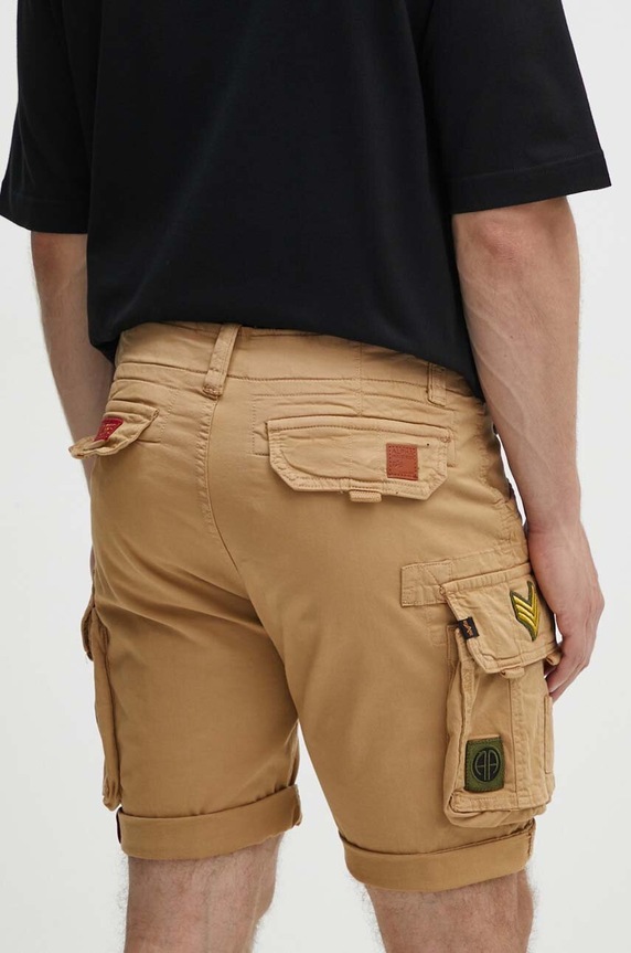 Îmbrăcăminte Alpha Industries pantaloni scurți cargo bărbătești din bumbac cu elastan 186209 bej