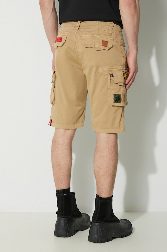 Îmbrăcăminte Alpha Industries pantaloni scurți cargo bumbac cu elastan pentru bărbați 186209 bej